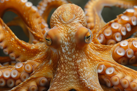 Octopus in the ocean, close-up of a large octopus