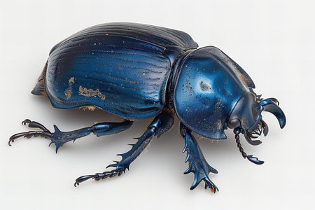 Illustration of a Blue Rhinoceros Beetle on White Background