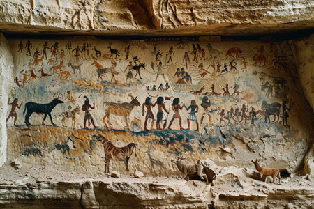 Ancient hieroglyphs on the walls of the ancient city of Petra