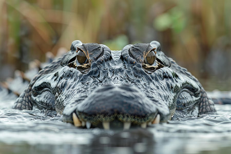Crocodile in the water, close-up portrait.の写真素材