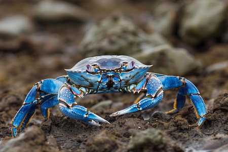 Blue crab on the ground, Ecuador.の写真素材