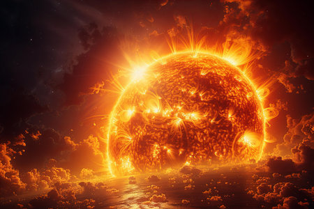 The planet Earth in the night sky. 3D illustration.の写真素材