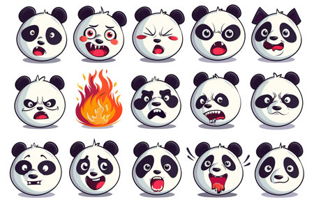 Panda emoticons set. Cartoon illustration of panda emoticons set for web designの写真素材