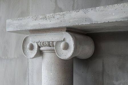 Detail of a marble column in the interior of an old buildingの写真素材