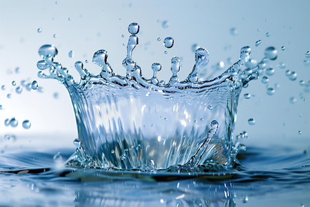 Water splash macro close up background. Blue water splash macro with water drops