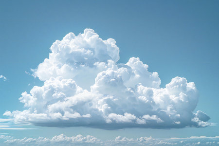 White clouds in the blue sky. Nature background with copy space.