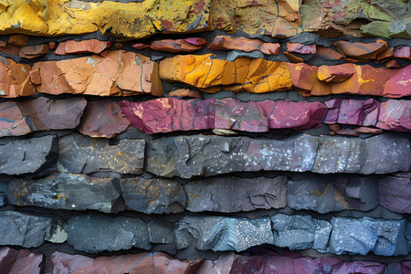 Colorful stone wall texture background. Close up of colorful stone wall