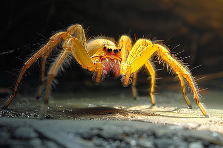 Macro shot of a jumping spider on the ground in the forest