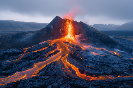 Volcanic eruption in the Kamchatka Peninsula, Russia.の写真素材