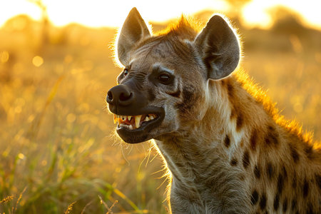 Spotted hyena in the Moremi Game Reserve (Okavango River Delta), National Park, Botswanaの写真素材