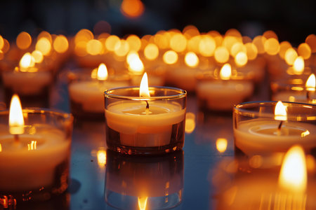 Burning candles, close-up, shallow depth of field