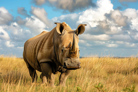White rhinoceros in National park of Kenya, Africa.の写真素材