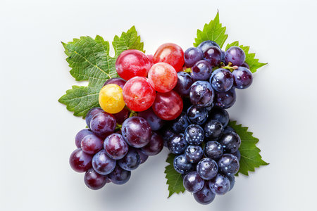 Grapes on a white background, top view, close-upの写真素材