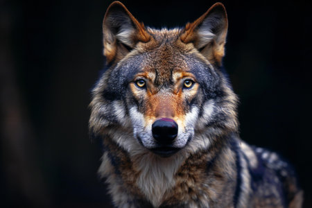 Portrait of a gray wolf (Canis lupus)