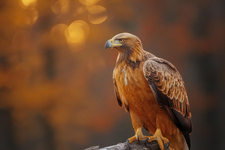 Golden Eagle (Aquila chrysaetos) in autumn forestの写真素材