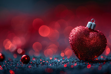 Red heart on bokeh background. Valentines day concept.の写真素材