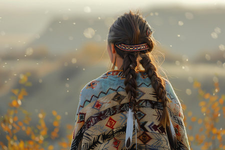 Portrait of a beautiful hippie girl with braids in the mountains