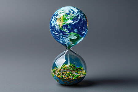 Earth planet in hourglass. Elements of this image furnished by NASA