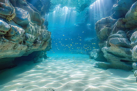 Wonderful and beautiful underwater world with corals and tropical fish.