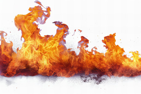 Fire flames isolated on white background. Abstract fire background. 3d rendering