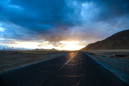 Highway road with blue skyの写真素材