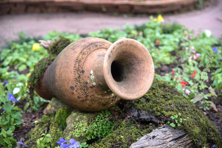 pitcher decoration in the gardenの写真素材