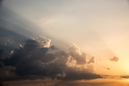 sunset sky with beam of light in evening