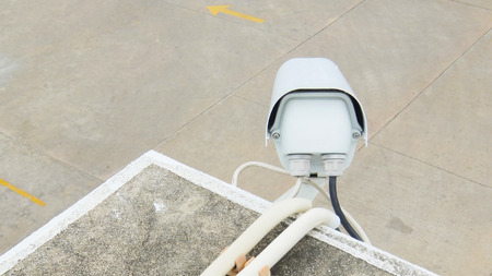 CCTV camera from top view of buildingの写真素材