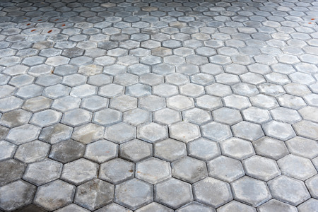 pattern of hexagon paving block in grey colorの写真素材