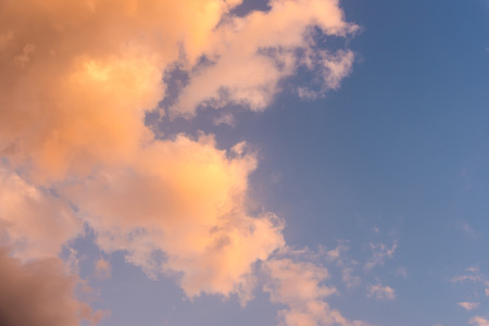 evening blue sky with  orange color cloudの写真素材