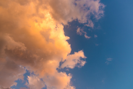 evening blue sky with  orange color cloudの写真素材