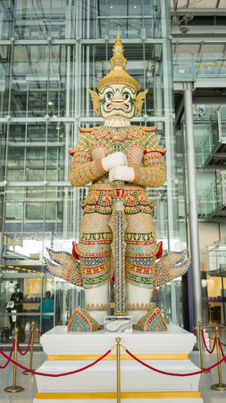BANGKOK, THAILAND - MAY 02, 2016: Suvarnabhumi International Airport interior view. Suvarnabhumi was officially opened for limited domestic flight service on 15 September 2006.のeditorial素材