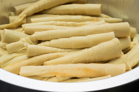 Closeup of Yellow Pickled Asparagus.の写真素材