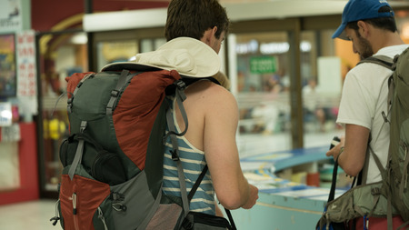 BANGKOK, THAILAND - MAY 01, 2016: Suvarnabhumi International Airport interior view. Suvarnabhumi was officially opened for limited domestic flight service on 15 September 2006.のeditorial素材