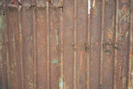Texture of rusty old metal piece shows detail and worn sign