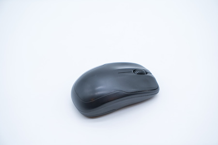 black computer mouse on a white background
