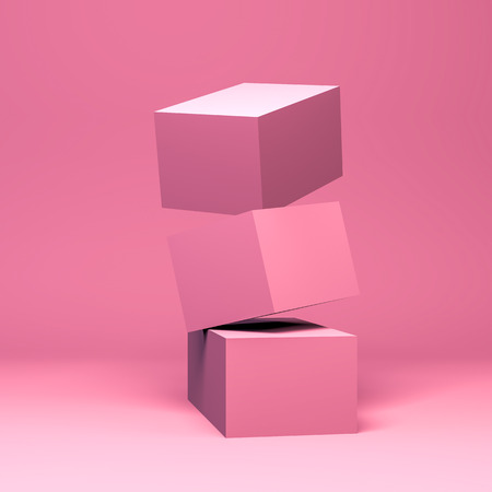 Minimalist geometrical abstract background, pastel colors, 3D render, trend poster, Illustration.の写真素材