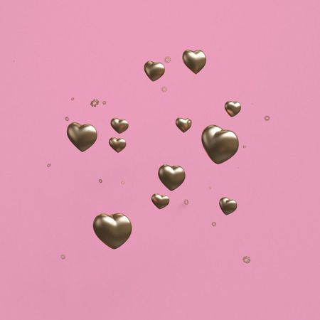 Pink Minimalist geometrical abstract background, pastel colors, 3D render, trend poster, Illustration. Concept : Valentine, Love, Flame. - Illustrationの写真素材