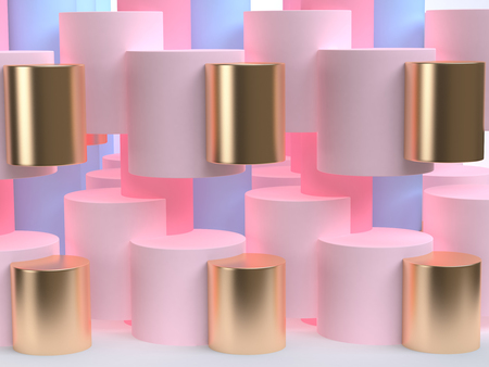 Minimalist geometrical abstract background, pastel colors, 3D render, trend poster, Illustration.の写真素材