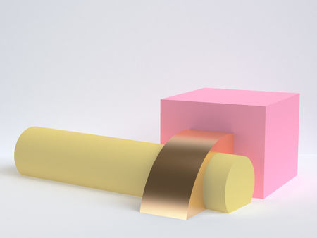 Minimalist geometrical abstract background, pastel colors, 3D render, trend poster, Illustration.の写真素材