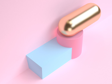 Minimalist geometrical abstract background, pastel colors, 3D render, trend poster, Illustration.の写真素材