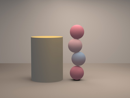 Minimalist geometrical abstract background, pastel colors, 3D render, trend poster, Illustration.の写真素材