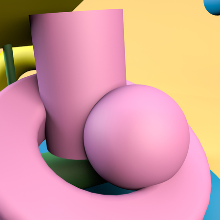 Minimalist geometrical abstract background, pastel colors, 3D render, trend poster, Illustration.の写真素材