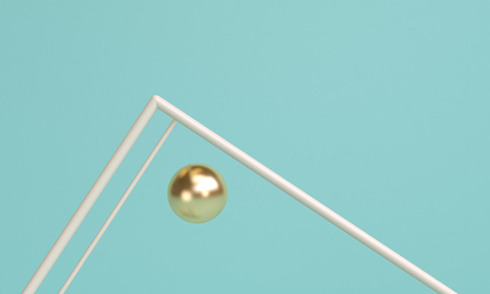 Minimalist geometrical abstract background, pastel colors, 3D render, trend poster, Illustration.の写真素材