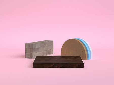 Minimalist geometrical abstract background, pastel colors, 3D render, trend poster, Illustration.の写真素材