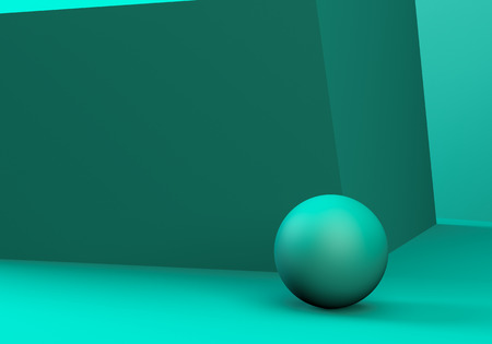 Minimalist geometrical abstract background, pastel colors, 3D render, trend poster, Illustration.
