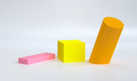 Minimalist geometrical abstract background, pastel colors, 3D render, trend poster, Illustration.