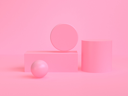 Pink geometric shape scene minimal style 3d rendering.の写真素材