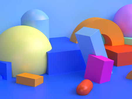 Colorful geometric shape scene minimal style 3d rendering.の写真素材