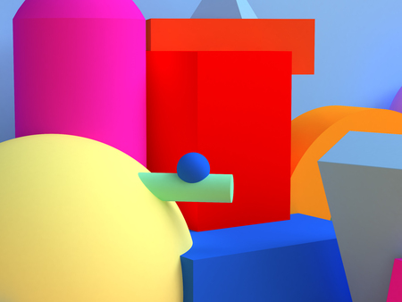 Colorful geometric shape scene minimal style 3d rendering.の写真素材